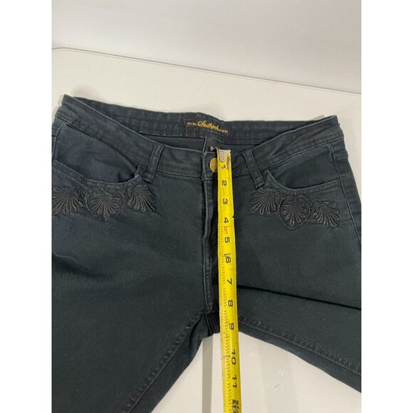 Southpole Womens Embroidered Jeans Size 9 Black Denim 97% Cotton & 3% Lycra - Picture 10 of 11